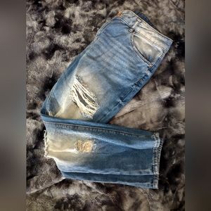 Refuge Women's size 12 distressed ripped torn blue skinny jeans